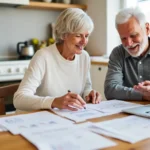 A retired couple relaxing outdoors, representing the joy of financial stability and freedom.