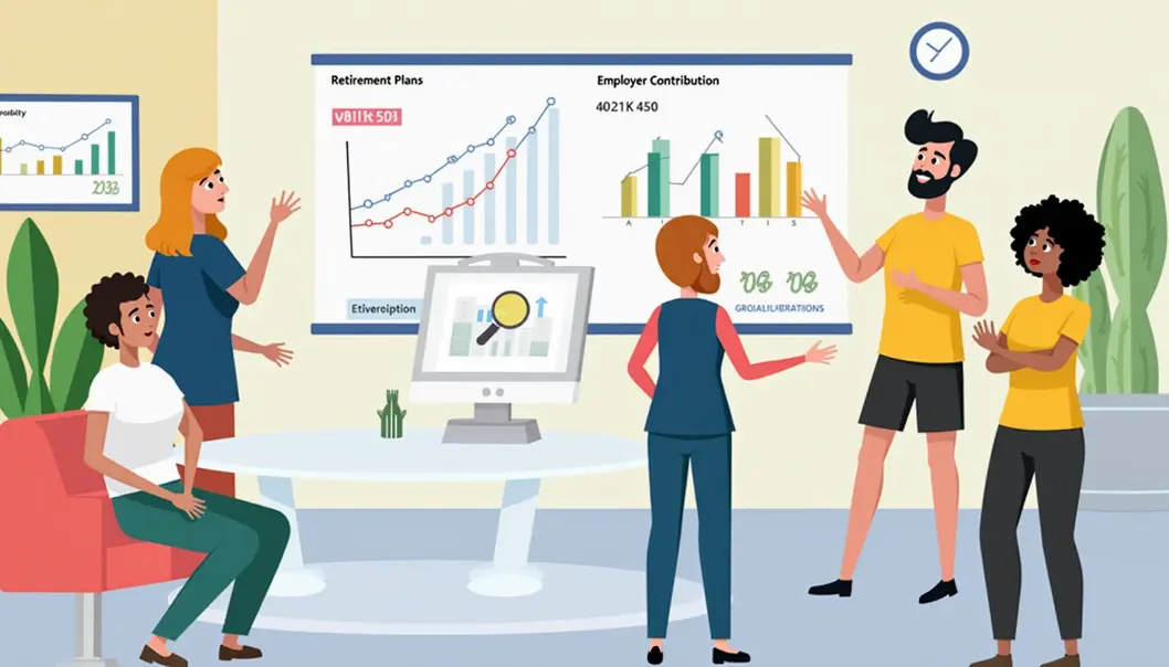 An illustration representing financial growth strategies for retirement savings, showcasing a piggy bank and growth graphs.