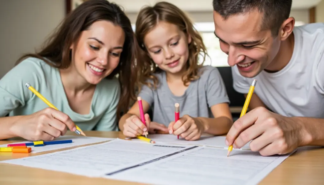 A family in a cozy home, depicting safety and security, with symbols representing various insurance protections around them.