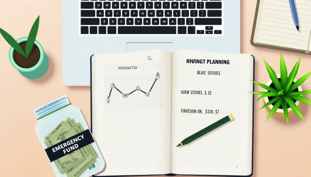 A freelancer's workspace featuring financial planning tools, signifying financial literacy importance.