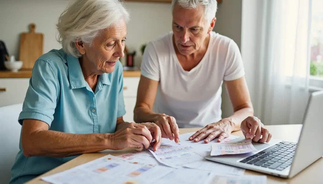 An elderly couple relaxing in a garden, illustrating the financial peace that comes with debt management.